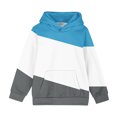 thumbnail image 3 of Odeerbi Kids Boys Girls Hoodies Color Block Pullover Hooded Sweatshirts Oversized Crewneck Hooded Sweatshirt Kids Fashion Long Sleeve Pullover Tops 4-14 Years Sky Blue, 3 of 6