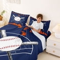 thumbnail image 3 of Erosebridal Est Baseball Sleep Full Size Sheets for Kids, Navy Orange Game Bed Sheets, 4 Pieces, 3 of 5