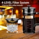 thumbnail image 2 of YMMIND Cafetera de prensa francesa Prensa de café de acero inoxidable 304 de 34 oz, con sistema de 4 filtros, vidrio de prensa francesa de borosilicato de espesor resistente al calor, émbolo de café d, 2 of 5