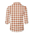 thumbnail image 3 of Dwelliawo Men's Plaid Button Down Shirt Plaid Flannel Shirt Long Sleeve Button Down Shirts Lightweight Oversized Shirts Casual Top with Pocket Orange L, 3 of 3