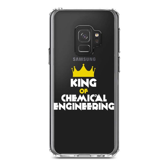DistinctInk Clear Shockproof Hybrid Case for Samsung Galaxy S9 (5.8" Screen) - TPU Bumper Acrylic Back Tempered Glass Screen Protector - King of Chemical Engineering