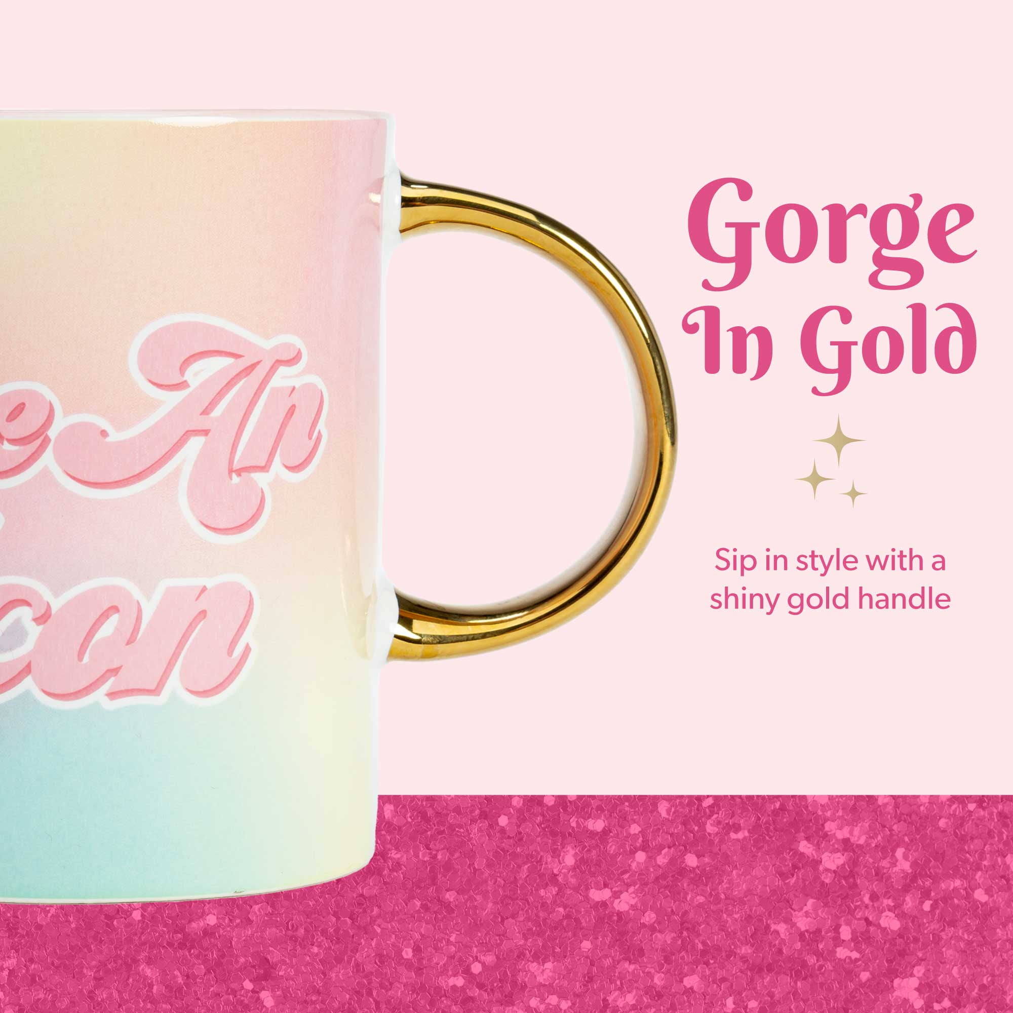 Paris Hilton Ceramic Coffee Mug, Large Coffee Cup with Gold Handle, 16 Ounces, Be An Icon