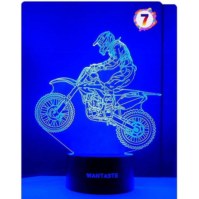 Regalos De Lámpara De Motocross 3D Para Dormitorio De Niños Y Niñas, Juguetes De Decoración De Bicicletas Todoterreno, Regalos De Cabecera Para Niños, Bebés, Luz Nocturna Que Cambia De 7 Col