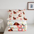 thumbnail image 5 of Homewish Cartoon Dog Dachshund Full Size Comforter Sets,Pink Donut Bedding Comforter Set,Cream,Polkadot Reversible,3pcs,1 Comforter and 2 Pillowcases, 5 of 7