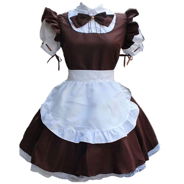 Robes d'Été pour Femmes Lingerie Costume de Servante Cosplay pour Femmes Couvre-Chef Tablier Faux Col Nœud Papillon Robe