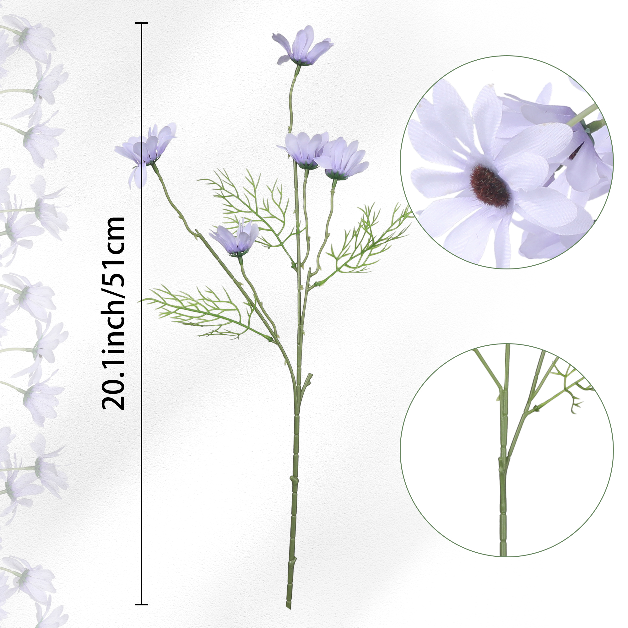 Unique Bargains Fake Daisies Flowers 6 Bundles Artificial Flowers with Stems Purple