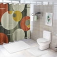 thumbnail image 6 of ONETECH Shower Curtain Polyester Fabric Retro Linen Textured Weave with Vintage Shapes and Stars Inspired Set with Hooks Decorative Bathroom, 6 of 6