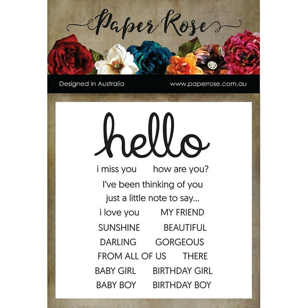 Paper Rose Clear Stamps-Hello