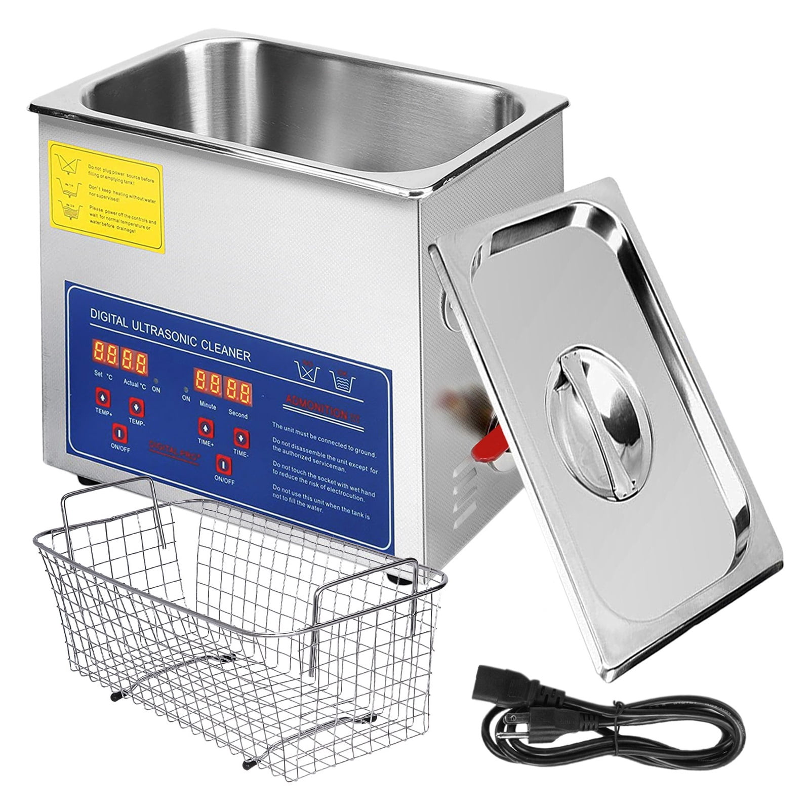 200W Ultrasonic Cleaner Jewelry Cleaner Heater Timer 6L Tank Bath Cleaning Machine Industry Stainless Steel Equipment