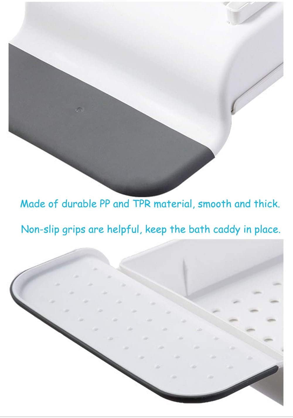 Mornenjoy Bath Tray for Tub,Bathtub Caddy Tray, Expandable Bath Tub Table Tray Bathtub Shelf Caddy Tray Bath Stand Kitchen Shelf Bathroom Bath Board Organizer Trays for Wine Book Bath Products (Grey)
