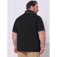 thumbnail image 3 of DARING DIVA Men's Big Tall Contrast Trim Short Sleeve Work Office Golf Shirts 3XL Black, 3 of 7