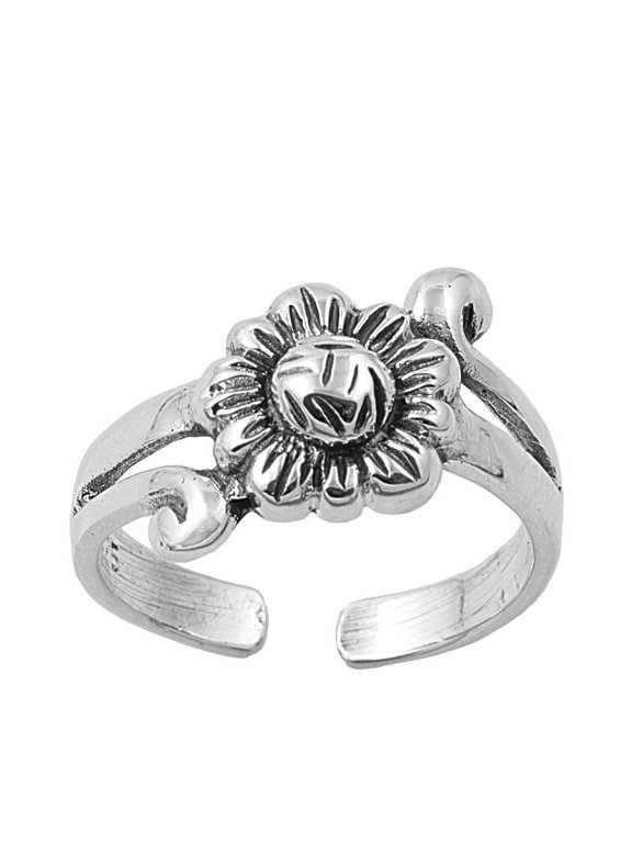 Flower 1Knuckle/Toe Ring Sterling Silver