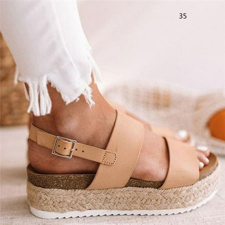 

Women Sandals Open Toe Thick Sole Flat Breathable Female Shoes for Summer 35