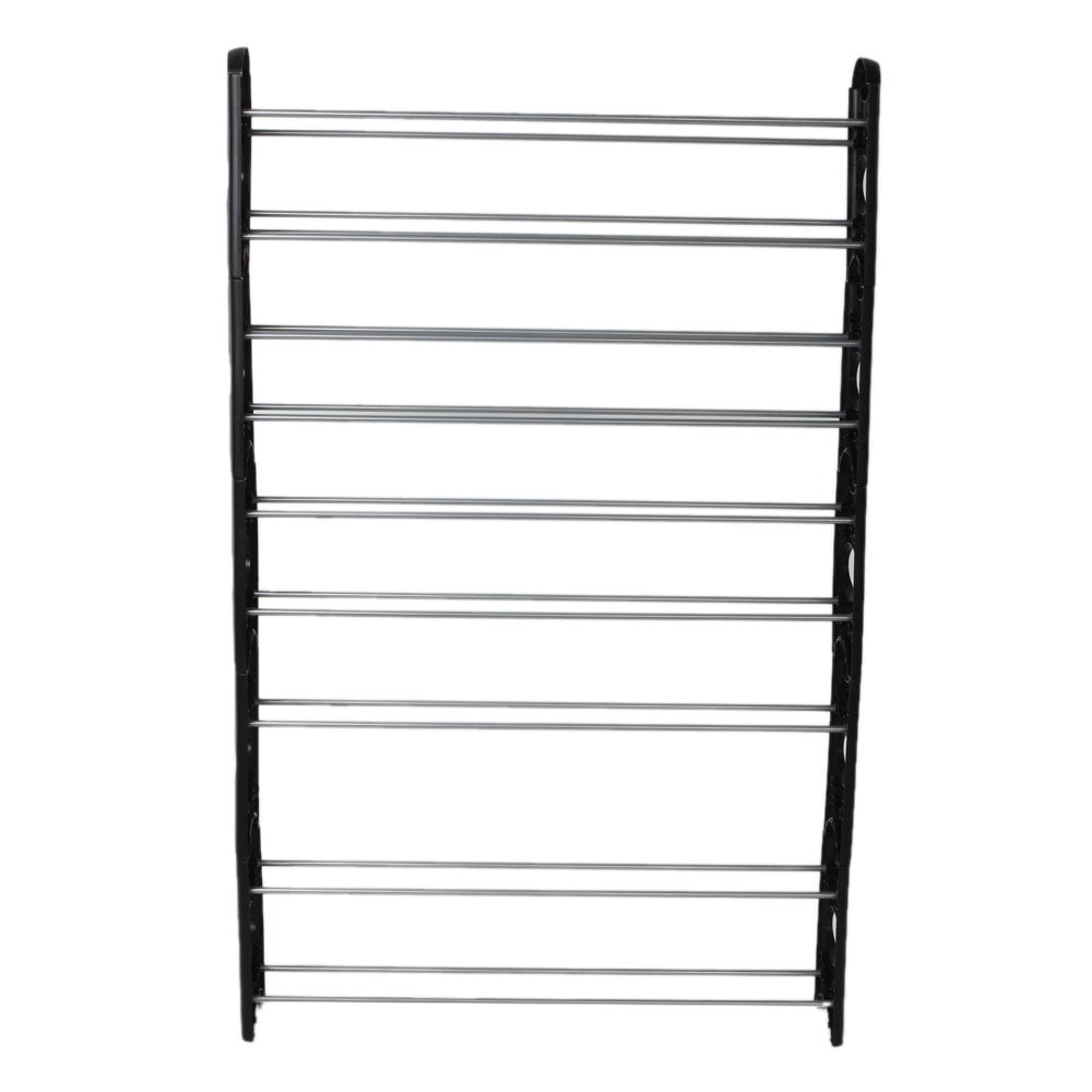 10Tier 50Pairofshoes Adjustable Steel & Shoe Rack Black & Silver