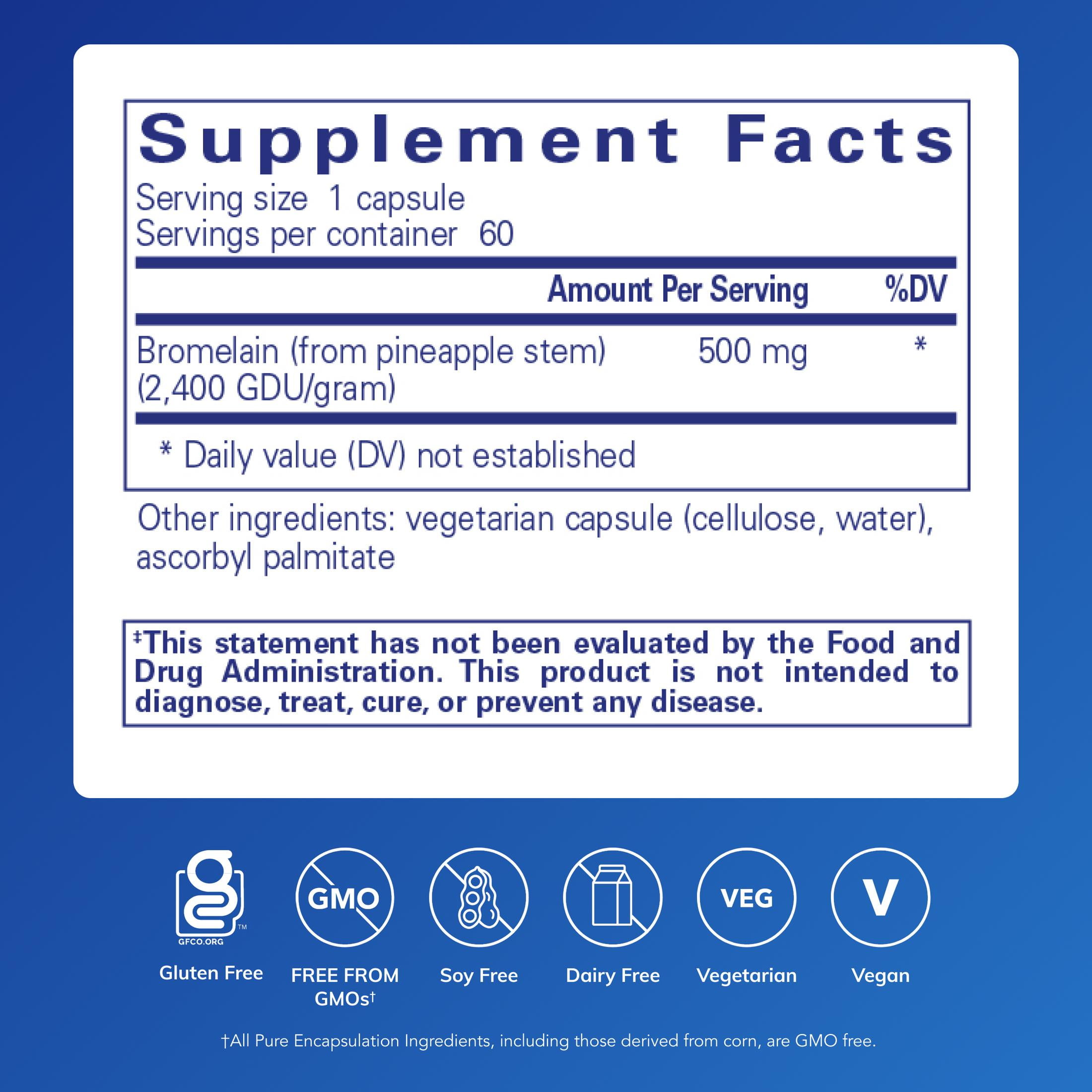 Pure Encapsulations Bromelain 2400 500 mg - For Digestive Support & Musculoskeletal Health - Supports Joints & Muscle Recovery* - Proteolytic Enzymes - Vegan - 60 Capsules