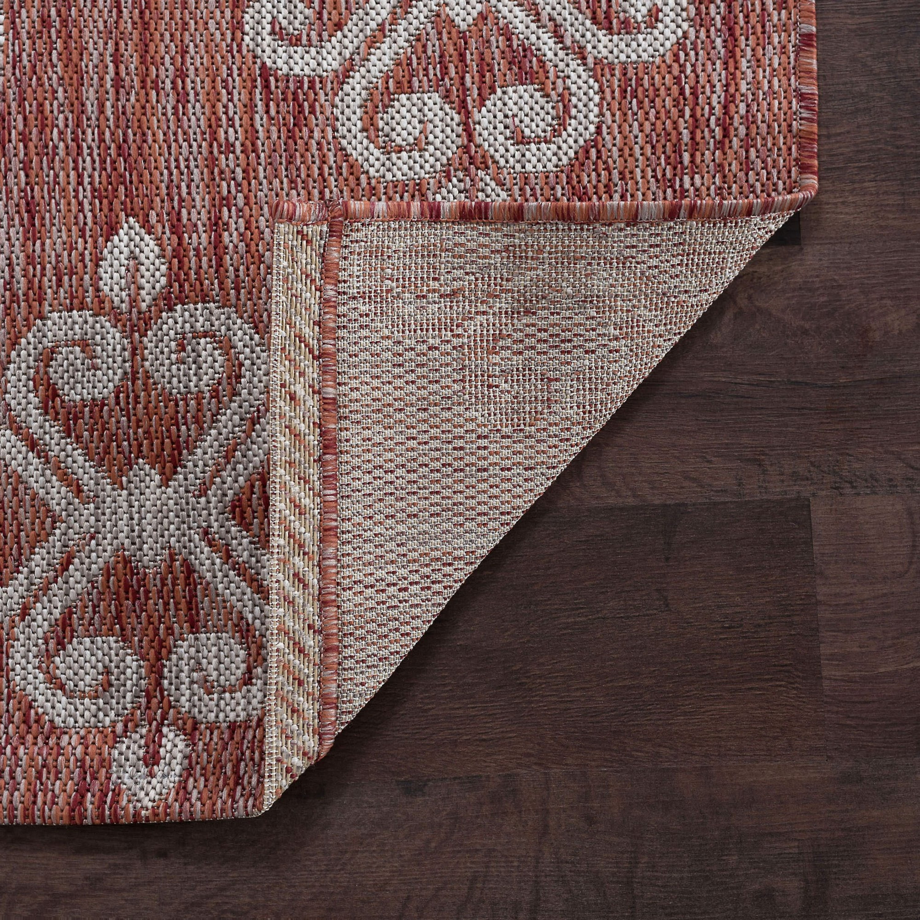 Veranda Transitional 8' x 10' Terra and Light Beige Polypropylene Outdoor Area Rug