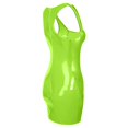 thumbnail image 4 of CAIXIA Women's Scoop Neck Latex Leather Mini Dress Metallic Shiny Bodycon Slim Fitted Club Dress,Green, 4 of 5