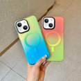 thumbnail image 3 of Compatible with iPhone 15 Plus Magnetic Case [Compatible with MagSafe] Women Girls Girly Cute Gradient Color Phone Case Slim Shockproof Protective Cover Case (Green/Blue), 3 of 12