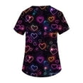 thumbnail image 4 of Garbnen Valentine Day Scrub Tops for Women Short Sleeve V Neck Heart Pattern Nursing Uniform with Pocket Stretch Women's Workwear S-5XL, 4 of 5