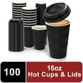 thumbnail image 4 of Lamosi 16 oz Paper Cups with Lids,Disposable Insulated to Go Cup,Ripple Double Wall,Black 100 Count, 4 of 8