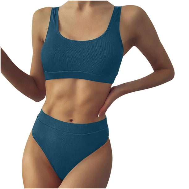 Fesfesfes Swimsuit for Women Women's Bikini Set Swimsuit Two Piece Filled  Soild Swimwear Beachwear