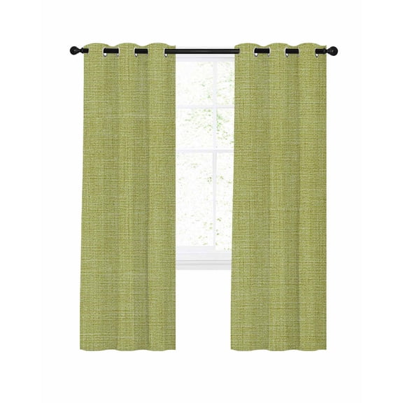Vintage Fruit Green Blackout Curtains, Light Blocking Print Window Curtains, Farmhouse Retro Solid Color Linen Texture Thermal Insulated Window Drapes for Living Room 2 Panels, 84"W x 84"L