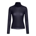 thumbnail image 4 of HXWCHs Slim Fit Long Sleeve Turtleneck Mesh Blouse Elegant Casual Daily Wear Shirt for Women M Navy, 4 of 6