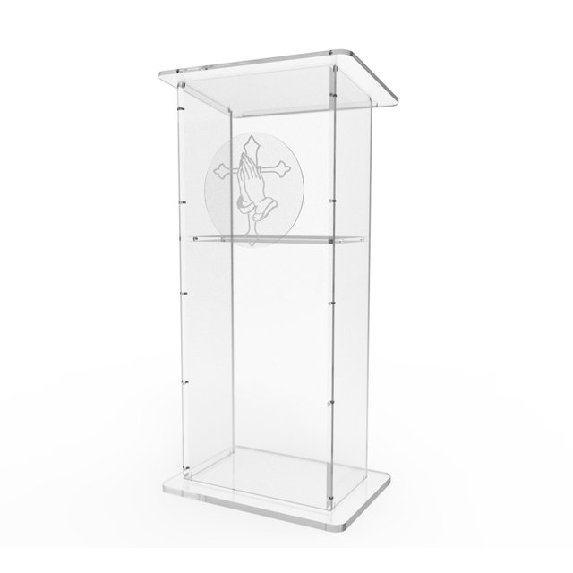 FixtureDisplays Clair Acrylique Lucite Podium Pulpit Lectern 45 Pouces de Haut 1803-2+12152