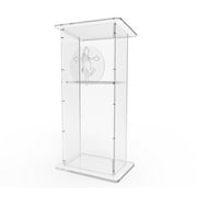 FixtureDisplays® Clear Acrylic Lucite Podium Pulpit Lectern 45" Tall 1803-2+12152