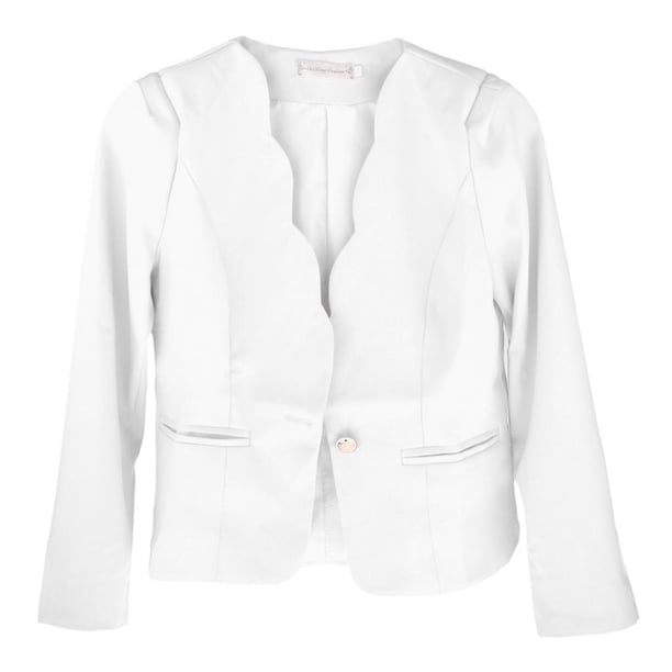 Chaqueta de Trabajo para Oficina Uniformes Ajustados de Negocios Formales con Frente Abierto Causal Blanco Colco Chaqueta de trabajo para mujer