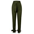 thumbnail image 5 of USNSM Women's Pencil Pants Casual High Waist Hem Bow-Knot Workout Trousers Solid Color Business Work Pants with Pockets Green M, 5 of 5