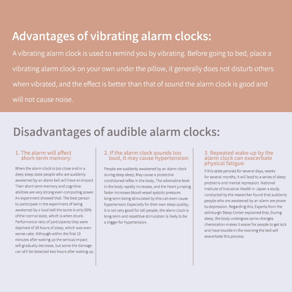Silent Vibration Alarm Clock for Deep Sleepers LED Digital Bed Shaker Portable Travel Clock for