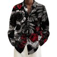 thumbnail image 1 of Camisas Para Hombre Manga Corta Ropa de estilo informal para hombre, camiseta de manga larga con estampado de moda de Halloween, camiseta de primavera y otoño para hombre (Black, XXL), 1 of 5