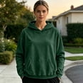 thumbnail image 5 of DORKASM Hoodie Women Long Sleeve Crew Neck Acid Wash Sweatshirts Oversize Fashion 2026 Tops Fall Winter Solid Color Comfy Hoodies with Pockets Dark Green M, 5 of 7