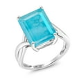 thumbnail image 3 of Gem Stone King 10K White Gold Green Turquoise Engagement Ring for Women | 5.00 Cttw | Emerald Cut 14X10MM | Gemstone Birthstone | Size 8, 3 of 6