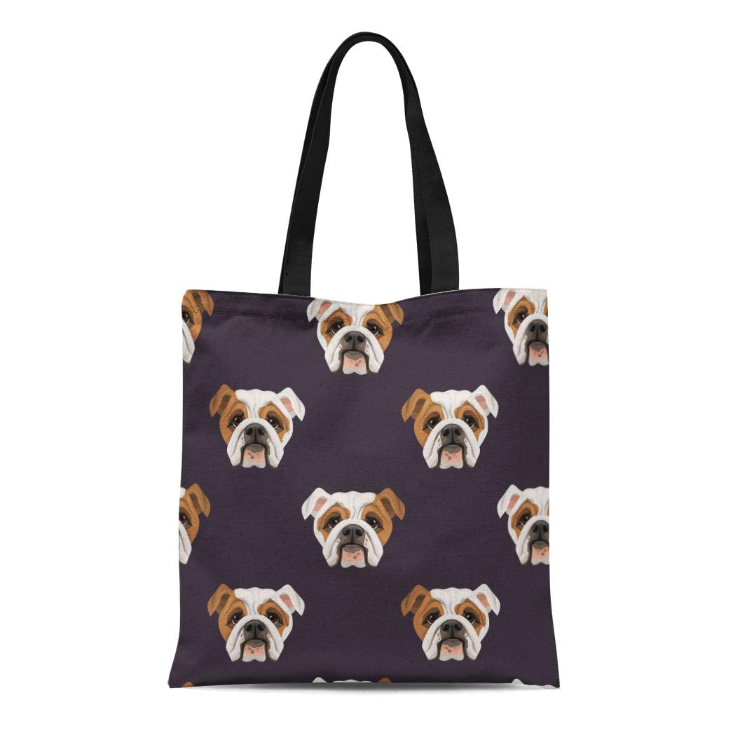 ASHLEIGH Canvas Tote Bag English Dog Breed Bulldog Pattern French Puppy ...