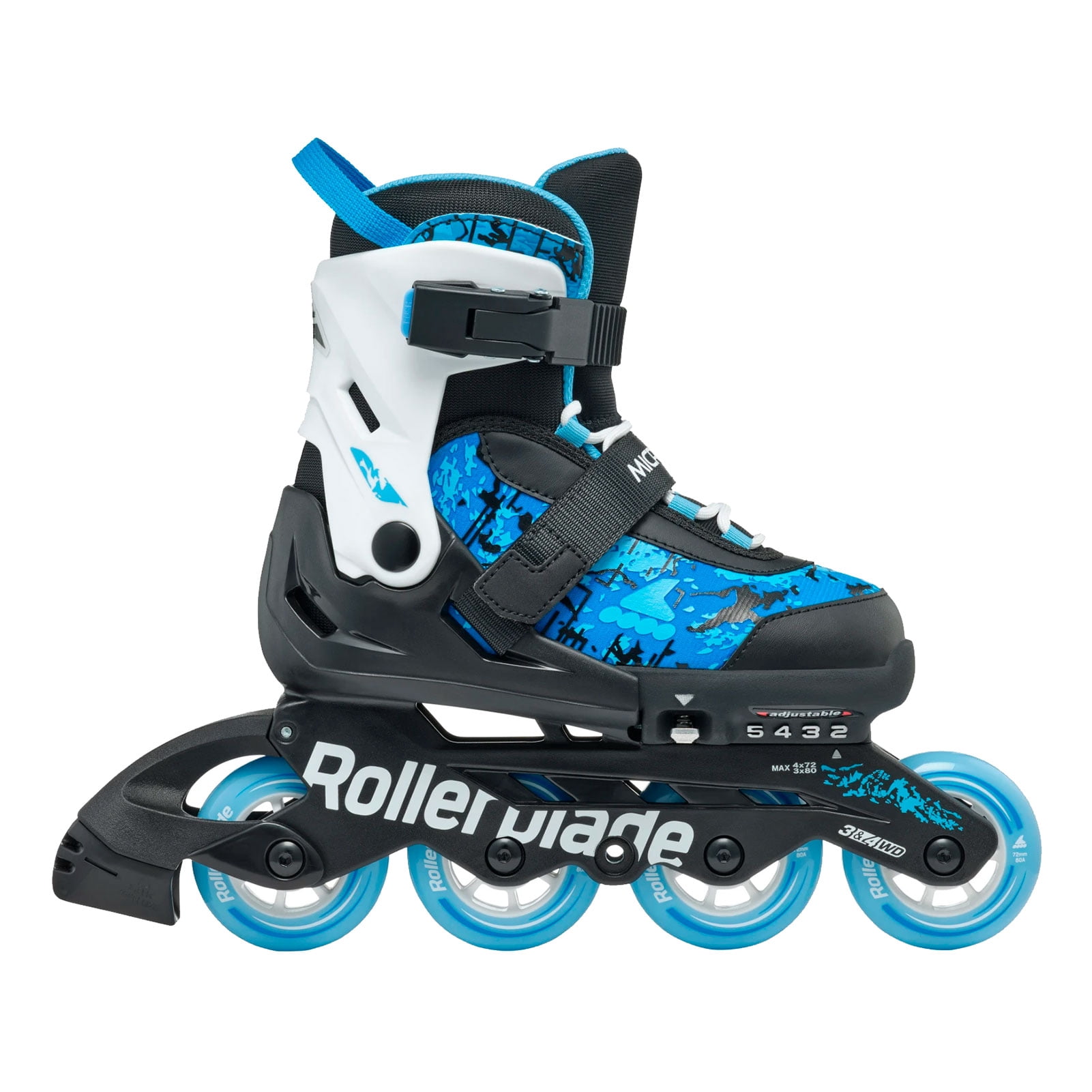 ROLLERBLADE Kids' Microblade SL Black/Sky Blue Skates, Size: 2-5 (86B0751540NF02-2-5)