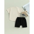 thumbnail image 4 of Bagilaanoe 2pcs Toddler Baby Boy Short Pants Set Short Sleeve T-shirt Tops + Shorts 3M 6M 12M 18M 24M 3T 4T Kids Casual Summer Outfits, 4 of 8