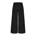 thumbnail image 6 of Laqbezok Women's High Waist Tiered Ruffle Wide Leg Pants, Smocked Elastic Waist Palazzo Trousers, Casual Flowy Pleated Summer Beach Swing Pants Boho Vacation Wear, 6 of 9