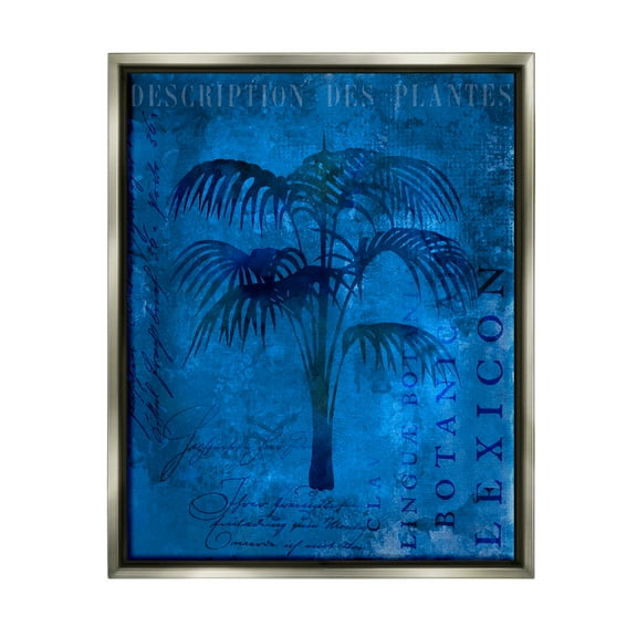 Stupell Tropical Palm Plant Collage Landscape Painting Gray Floater Framed Art Print Wall Art
