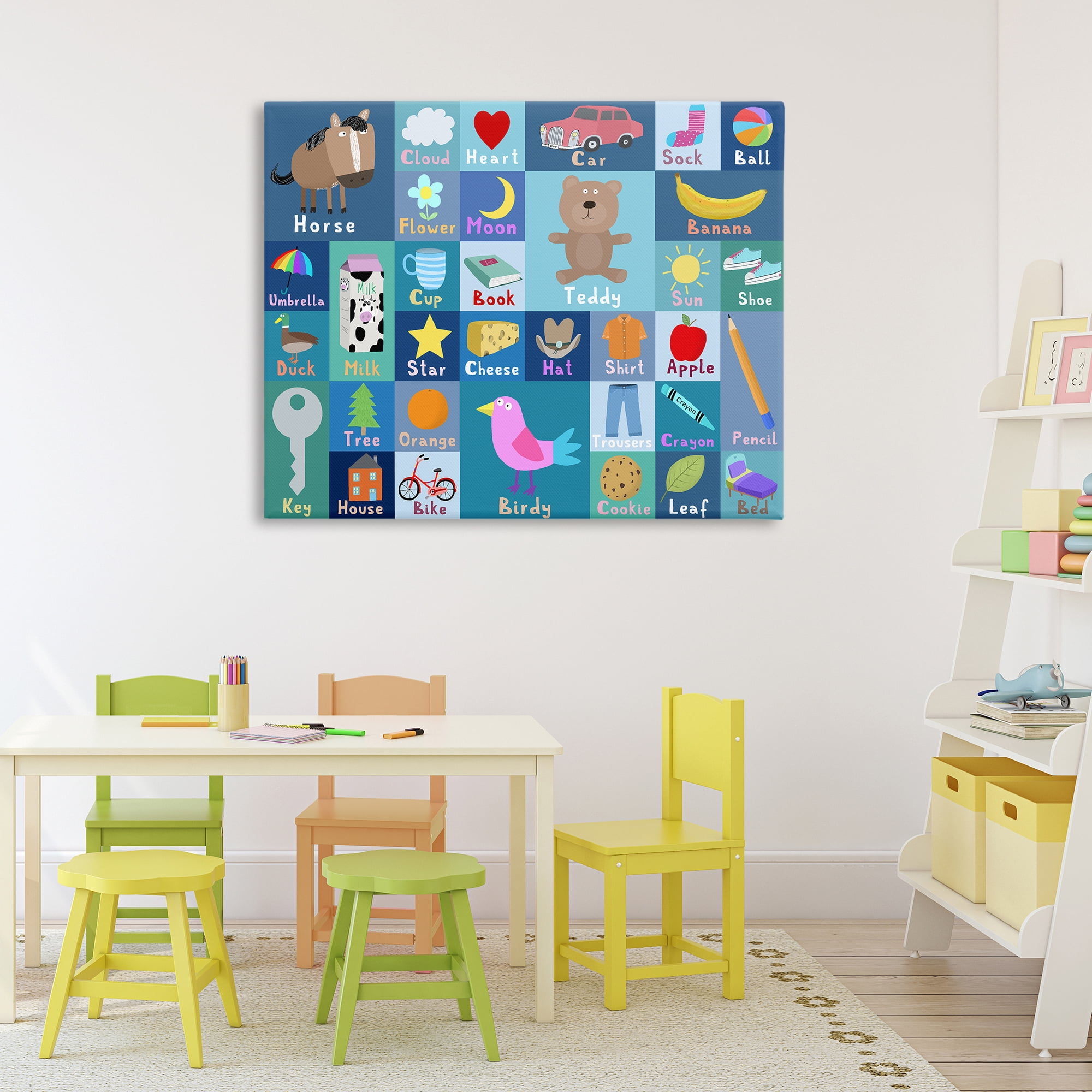 Stupell Industries Blue First Words Canvas Wall Art, design by Carla Daly