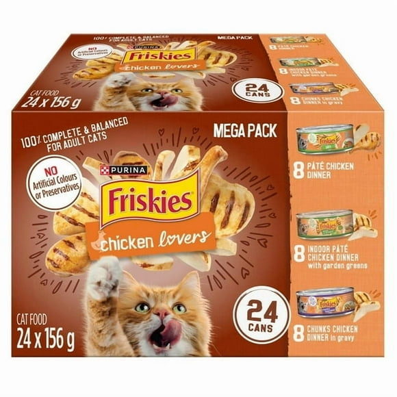 Friskies Nourriture Humide pour Chats Amateurs de Poulet Assortiment, (24) Boîtes de 156 g