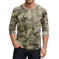 thumbnail image 2 of Lumtrix Men's Camouflage T-Shirt Sports Fitness 3/4 Sleeve Sleeve Military Camo Lightweight Henley Vintage Shirt Army Green 3XL, 2 of 6
