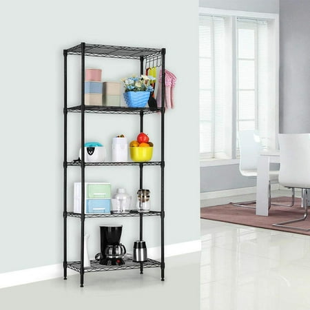 

5 Tier Metal Garage Storage Shelves Wire Storage Shelves for Garage Metal Storage Shelving Black Epoxy Steel Wire Shelving Unit and Storage (21.25 x 11.42 x 59.06) S10129