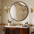 thumbnail image 4 of BEAUTYPEAK 32" Round Bathroom Mirror Vanity Mirror Wall Mounted With Beaded Frame,Black, 4 of 9