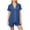 *Blue, variant on Women's 2 Piece Pajama Set ,Short Sleeve Notch Collar Button Down Top and Elastic Waist Shorts ,Soft Loungewear Outfit ,XXL
