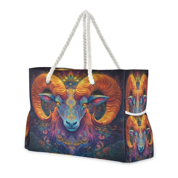 DIXRUYEE Beach Cooler Travel Tote Bags Beach Bag Fashion Electric Ram Reverie Printed