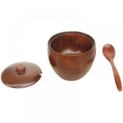 Wooden Seasoning Spice Jar, Natural Wooden Sugar Bowl, Pepper Seasoning Container Condiment Pots with Lid for Home Kitchen Restaurant, 1 Pcs, 3.4x2.6