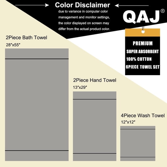 8 Piece Ultra Soft Bath Towel Set, Highly Absorbent 100% Pure Cotton, 2 Bath Towels, 2 Hand, and 4 Wash Cloths, Bath Towels Ideal for Everyday Use, Hotel & Spa Gray