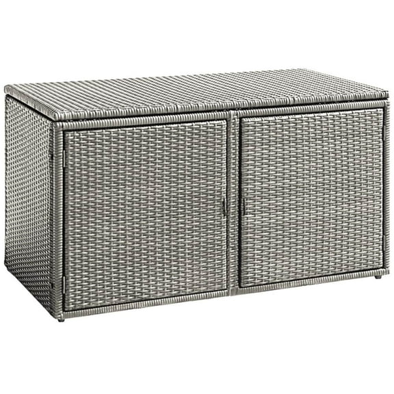 Spaco 88 Gallon Garden Patio Rattan Storage Container Box, Storage Box, Gray